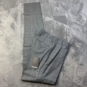 Bonobos Pants Mens‎ 28x37 Gray Plaid Slim Fit Italian Wool Blend Dress Trousers